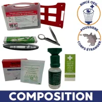 Trousse de secours avec rince œil