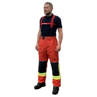Pantalon d'intervention rouge bandes triple trim niveau 2