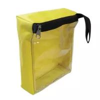 Pochette à fermeture éclair avec façade transparente jaune