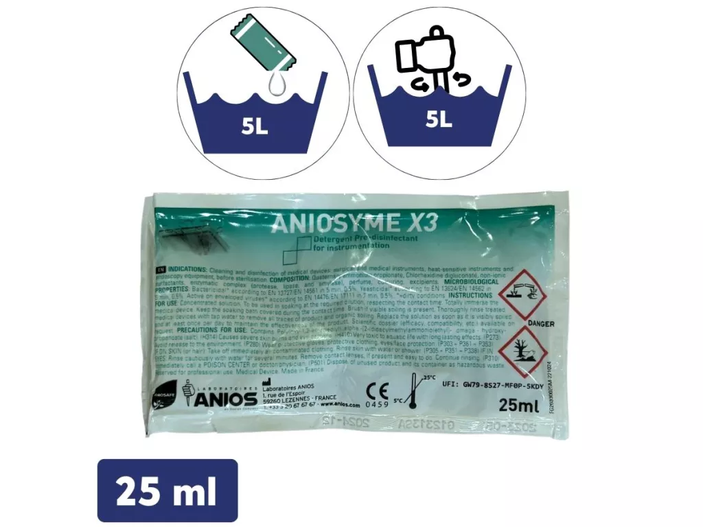Aniosyme X3 dose de 25 ml - Pré-désinfection des instruments