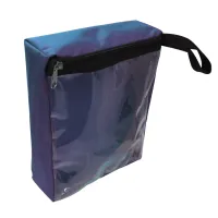 Pochette à fermeture éclair avec façade transparente bleue