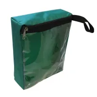 Pochette à fermeture éclair avec façade transparente verte