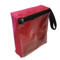 Pochette à fermeture éclair avec façade transparente rouge